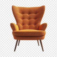 Elegant Orange Wingback Armchair: Mid-Century Modern Design Chair